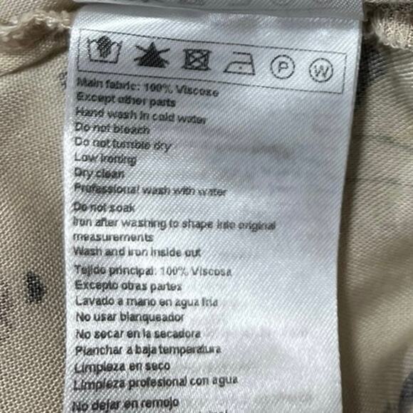 ba&sh Maya Beige Floral Print Square Neck 3/4 Sleeve Button Midi A-Line Dress S - Picture 7 of 7